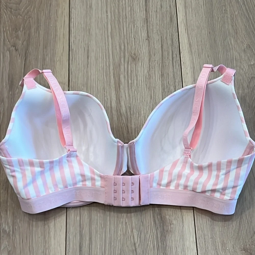 Victoria’s Secret T-SHIRT Lightly Lined Full-Coverage Cotton Bra - Pink Stripes - Picture 4 of 7